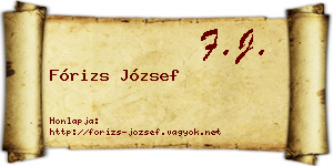 Fórizs József névjegykártya