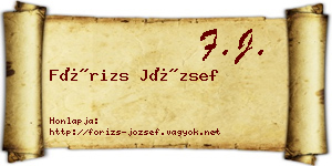 Fórizs József névjegykártya
